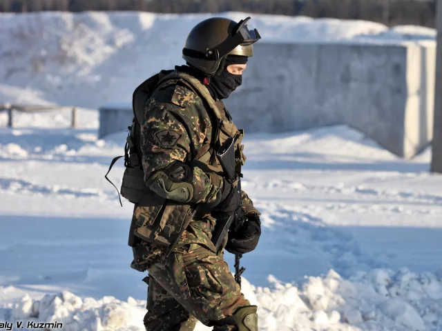 ак, рф, мвд, боец, снег, солдат, Спецназовец, вв