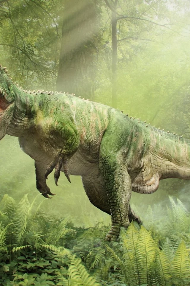 лес, динозавр, Тираннозавр, рык, пасть, t-rex