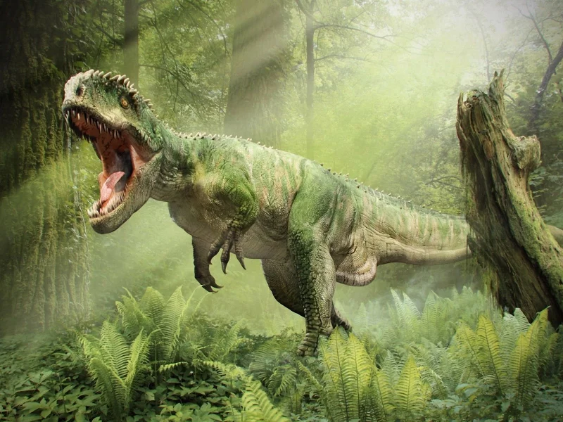 лес, динозавр, Тираннозавр, рык, пасть, t-rex