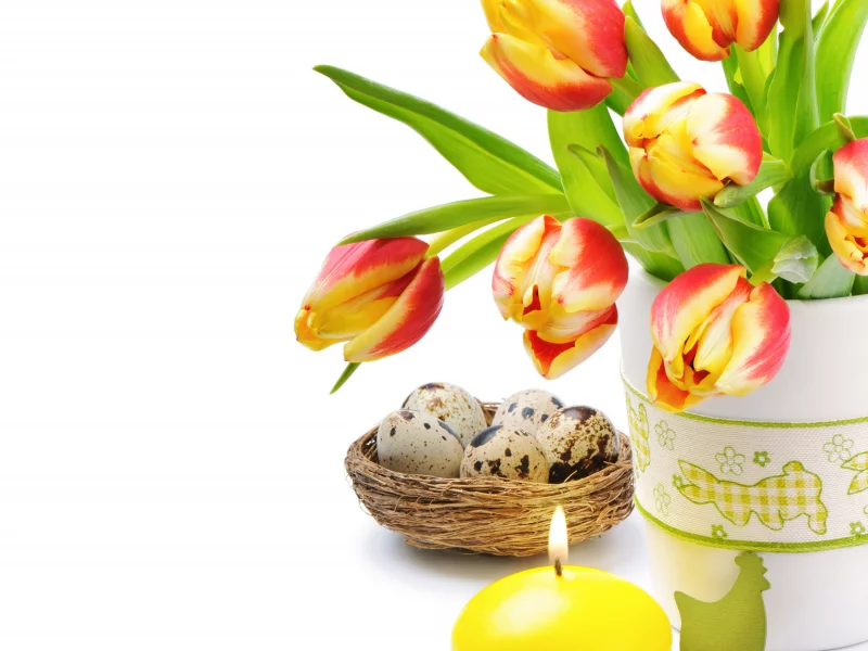 Пасха, тюльпаны, easter, свечи, яйца, цветы