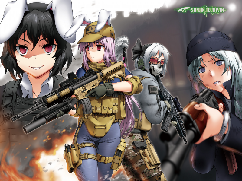 call of duty , byeontae jagga , reisen udongein inaba, Арт, touhou, inaba tewi , konpaku youmu