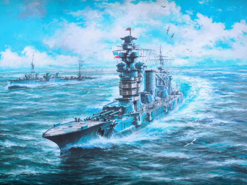 волны, Арт, октябрьская, море, линейный, корабль