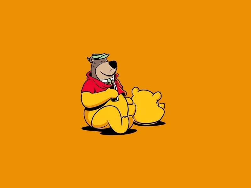 минимализм, Медведь, арт, винни пух, юмор