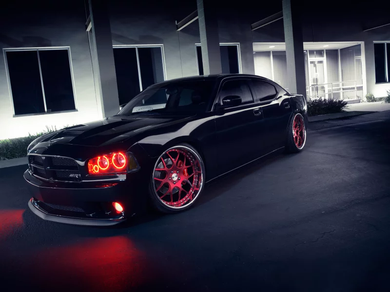 диски, Dodge, by avantgardewheels, чёрный, красные, свет, charger, srt8