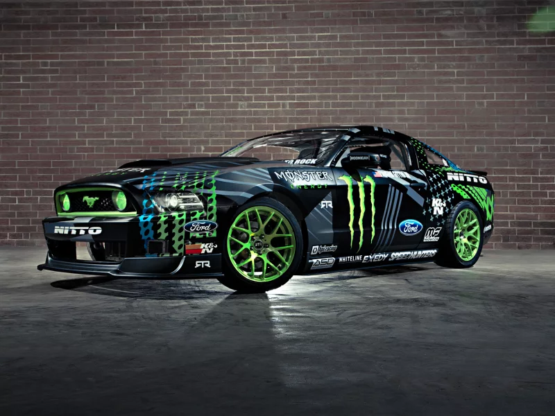sportcar, rtr, mustang, monster energy, black, vaughn gittin jr, drift, Ford, competition, team