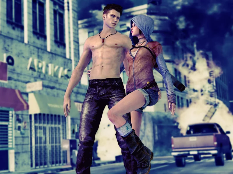 джинсы, капюшон, Dmc, шорты, devil may cry 5, kat, dante, взгляд