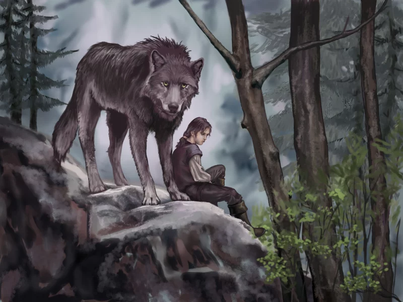 арт, Game of thrones, живопись, nymeria, волк, хищник, arya stark