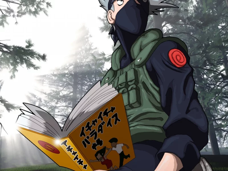 книга, деревья, свет, naruto, наруто, хатаке какаши, Аниме