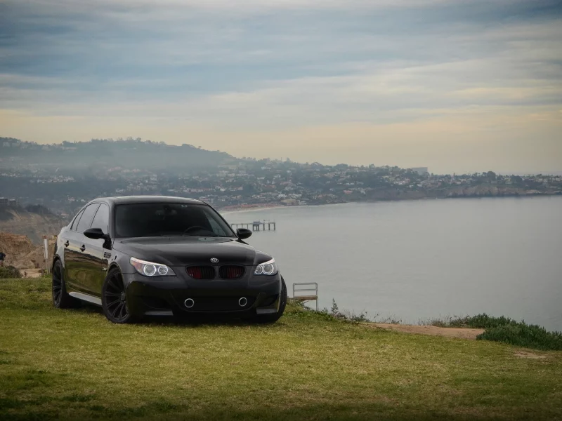 седан, чёрный, Bmw, вид спереди, тюнинг, m5, e60, бмв, black
