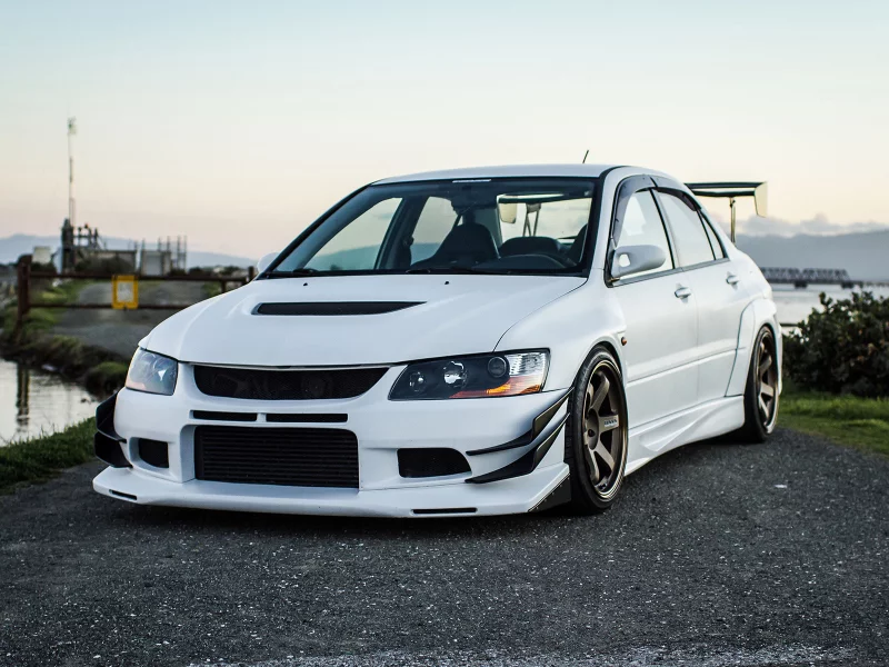 Mitsubishi lancer evo ix, белая, тюнинг, митсубиси лансер