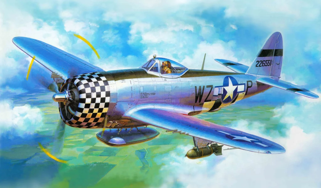 арт, republic, p-47d thunderbolt, истребитель, самолет