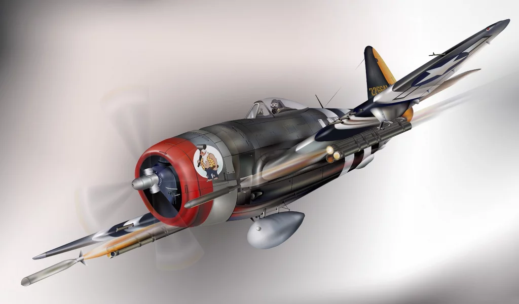 republic, самолет, истребитель, p-47, thunderbolt, арт
