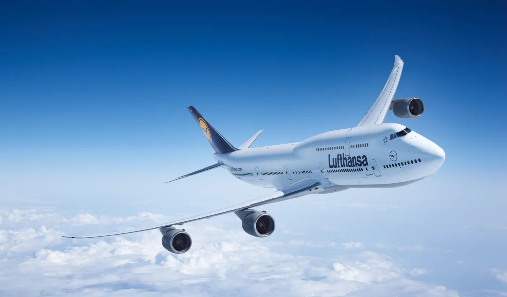 boeing, lufthansa, самолет, полет, авиалайнер, боинг, летит, 747