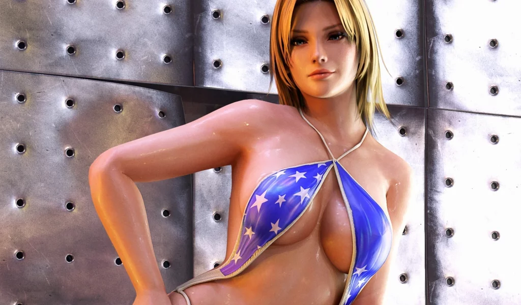 флаг, tina armstrong, dead or alive 5, девушка, грудь, купальник