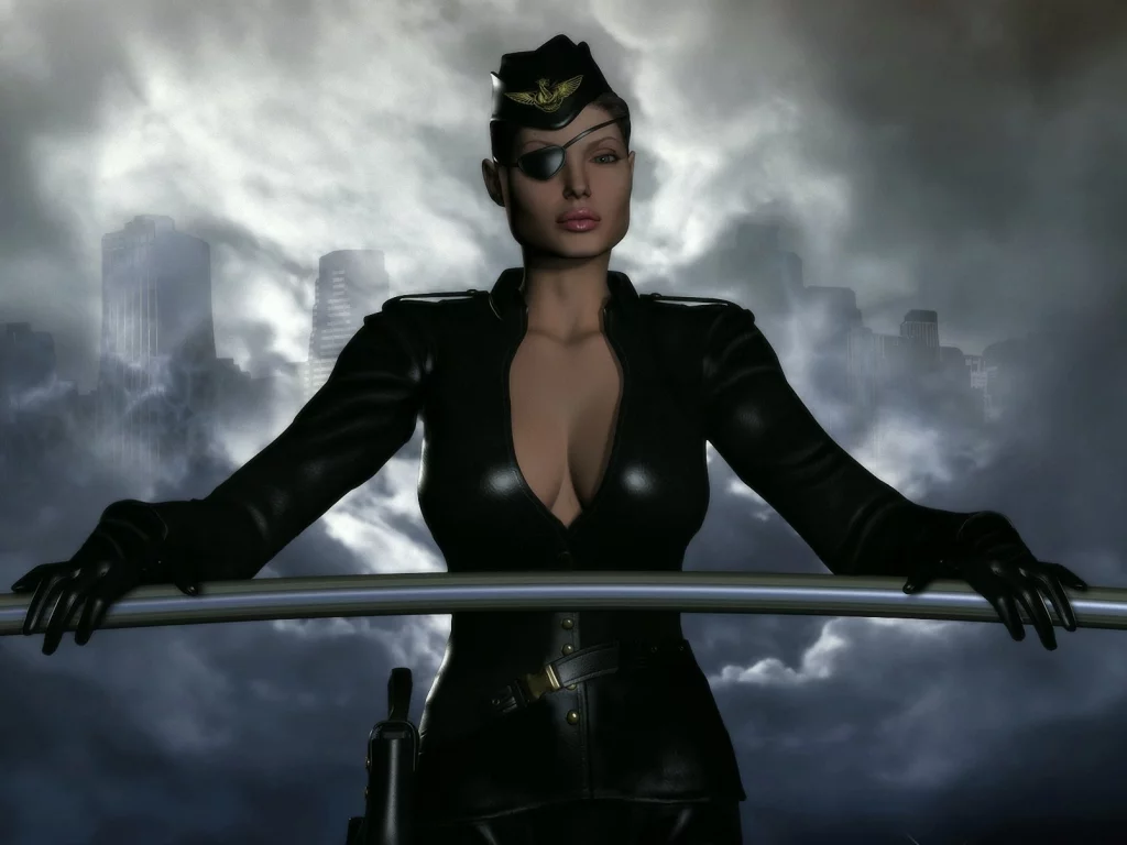девушка, sky captain and the world of tomorrow, арт, angelina jolie, повязка