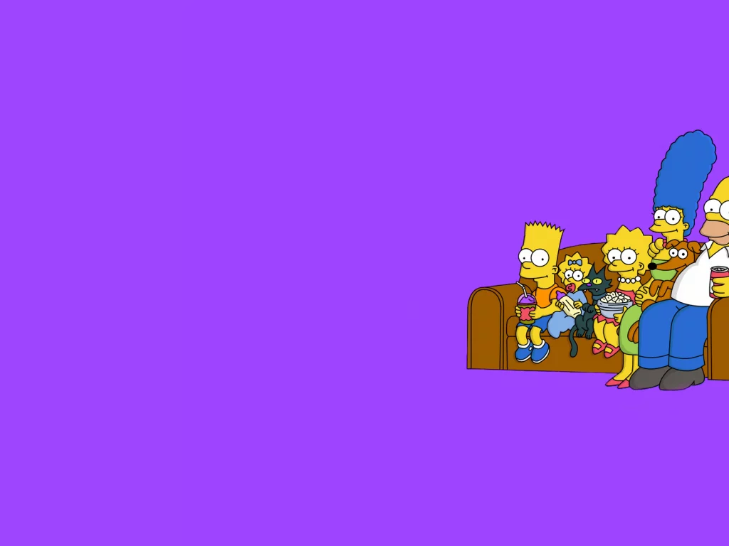 the simpsons, минимализм, симпсоны, фиолетовый фон, диван