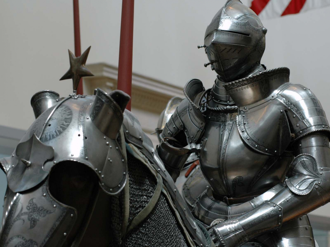 horses, knights, in, metropolitan, four, центре, в, of, armour, art, museum, and