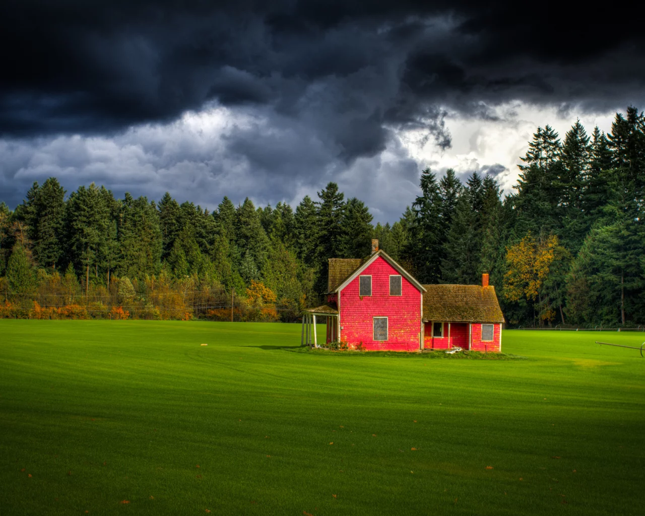 небо, британская колумбия, канада, лес, fort langley, тучи