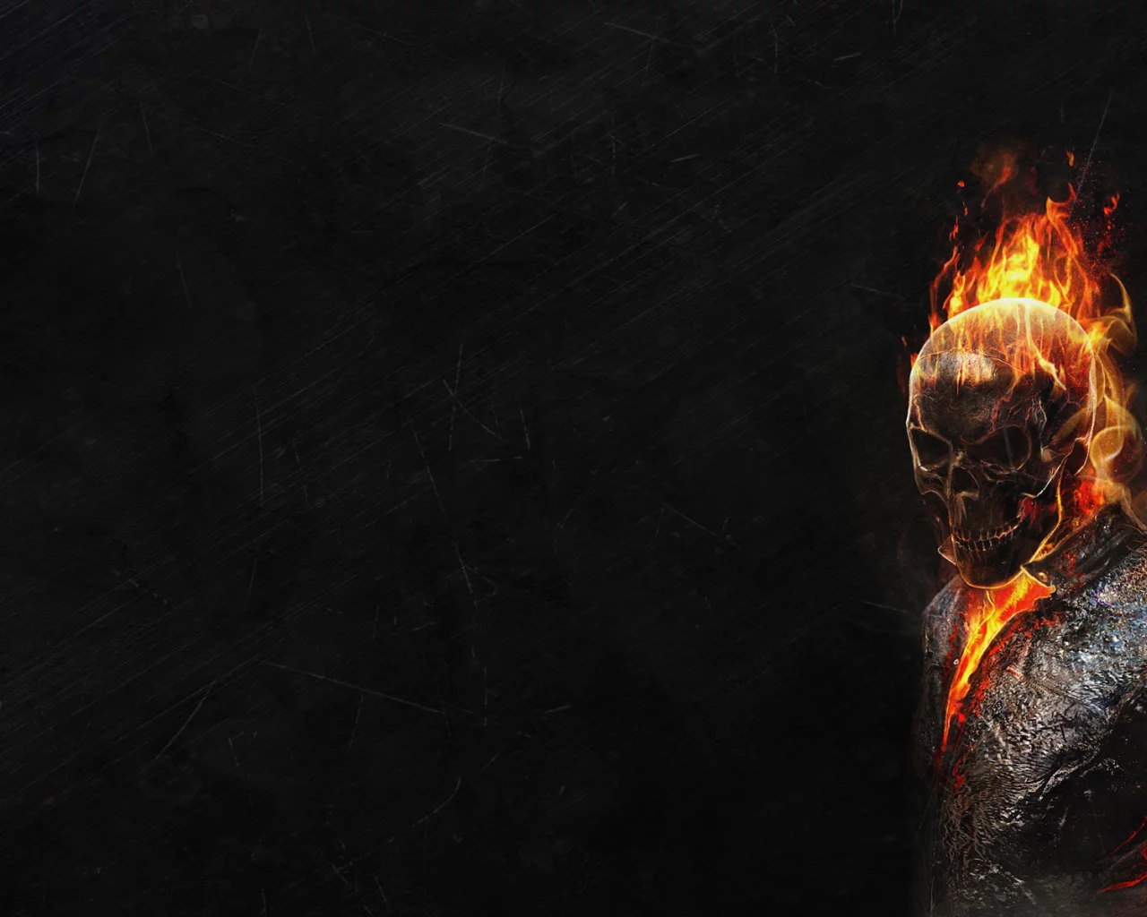 красный, ghost rider, призрачный гонщик, огонь, скелет