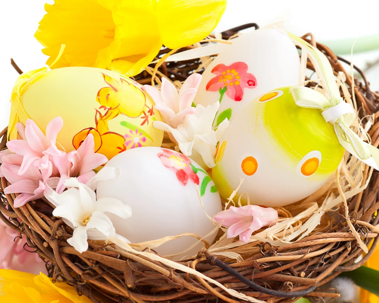 easter, яйца, пасха, весна, праздник, гнездо, пасхальные