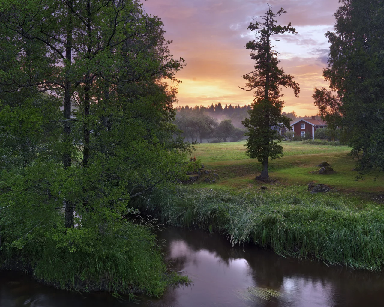 река, деревья, stock__s, n__rke, швеция, sweden