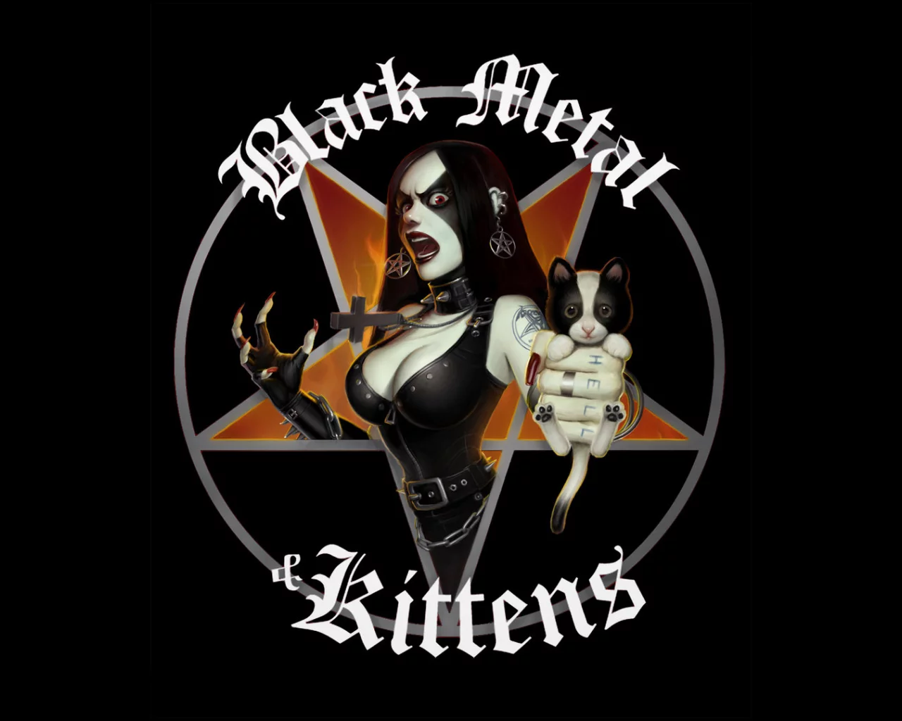 котёнок, девушка, гот, black metal and kittens, тату