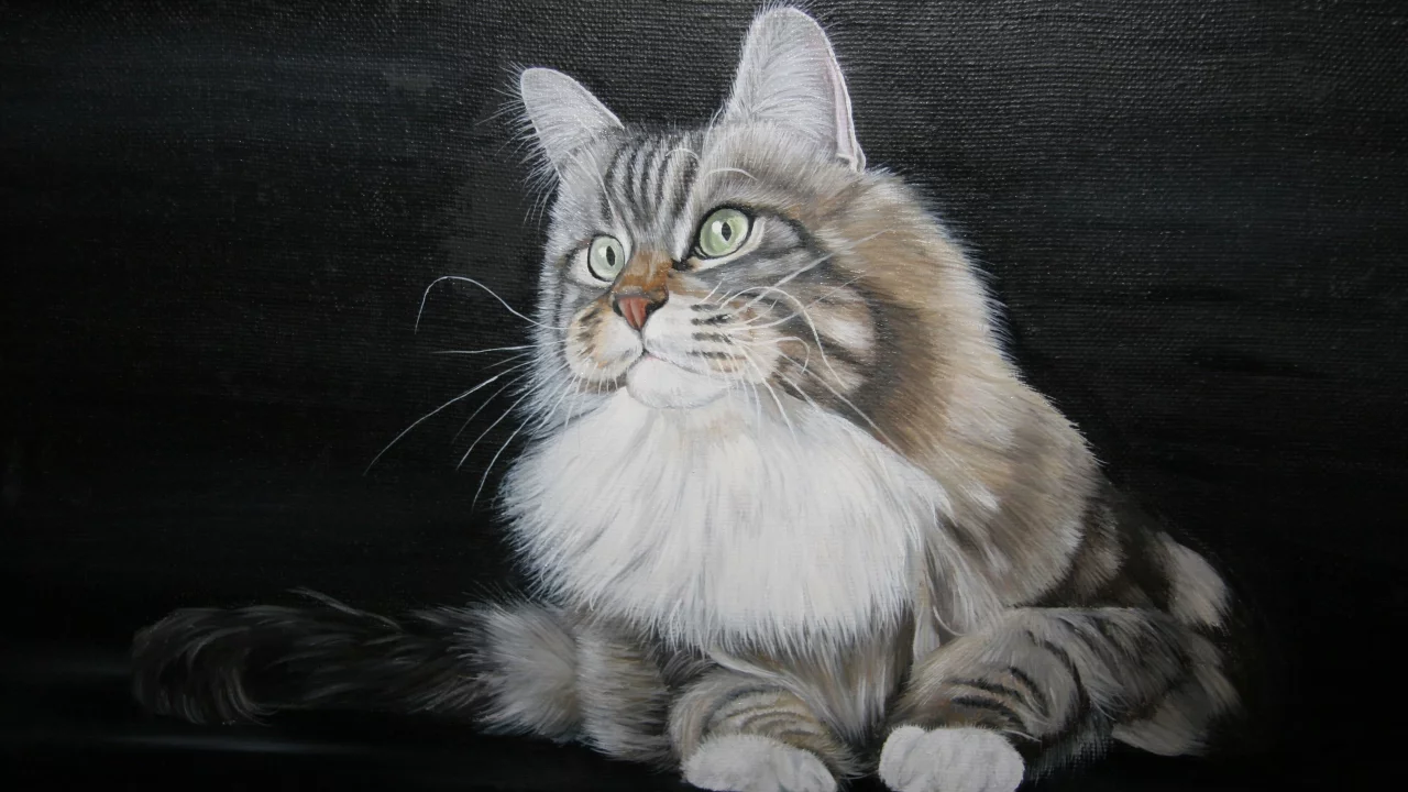 живопись, painting, кот, арт, зеленоглазый, картина, котяра