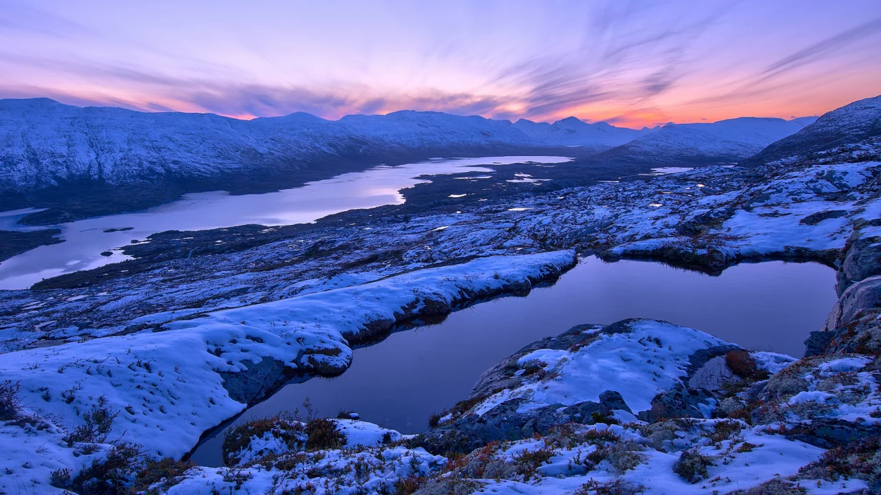 норвегия, снег, горы, norway, закат