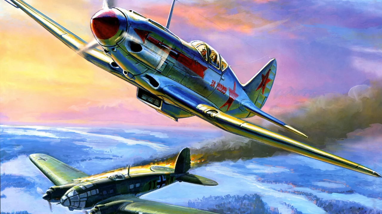 война, небо, миг-3, рисунок, советский, самолёты