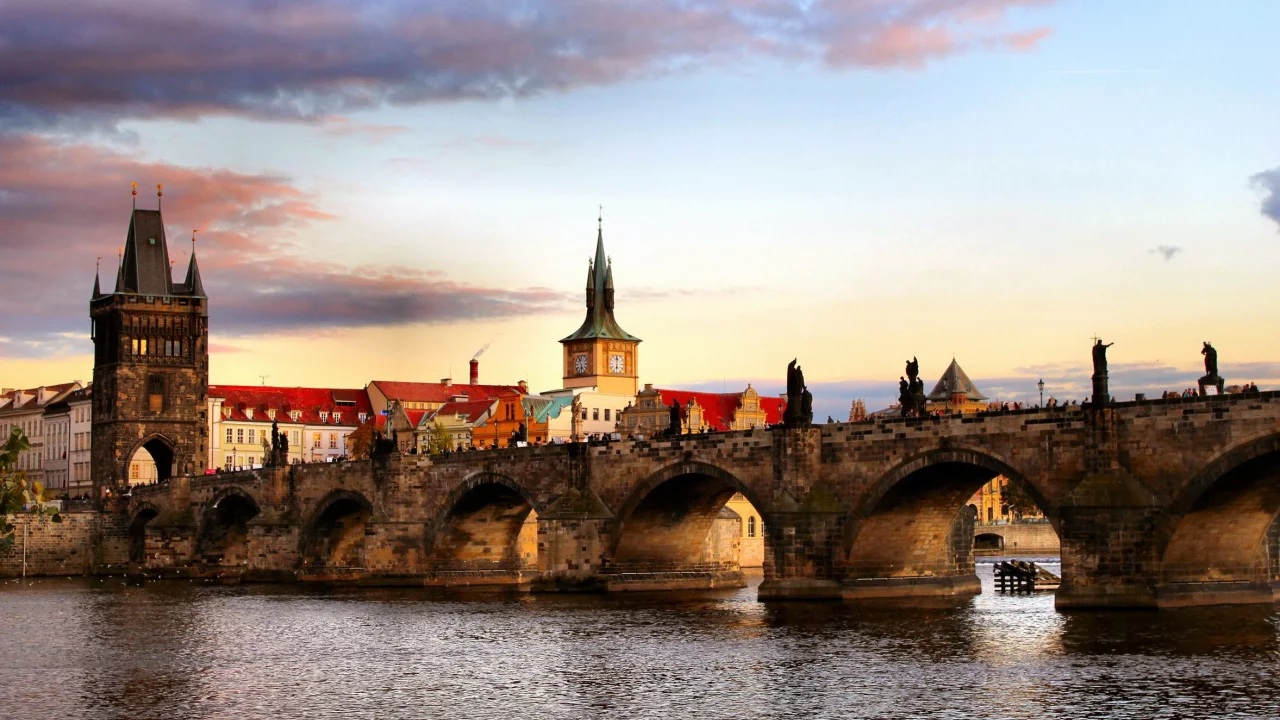красивый, вид, чехия, на, czech republic, прага, praga, город
