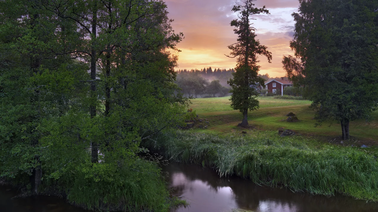 река, деревья, stock__s, n__rke, швеция, sweden