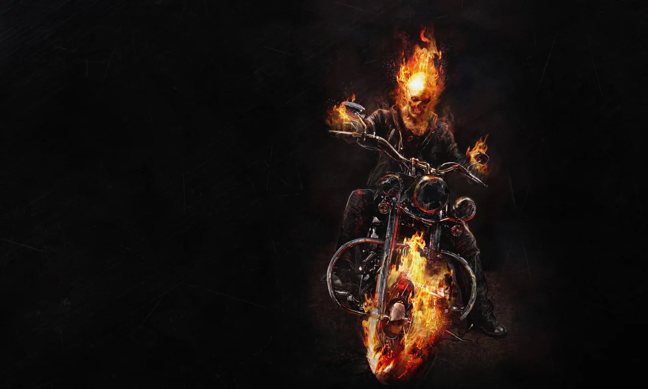 огонь, скелет, байк, ghost rider, призрачный гонщик