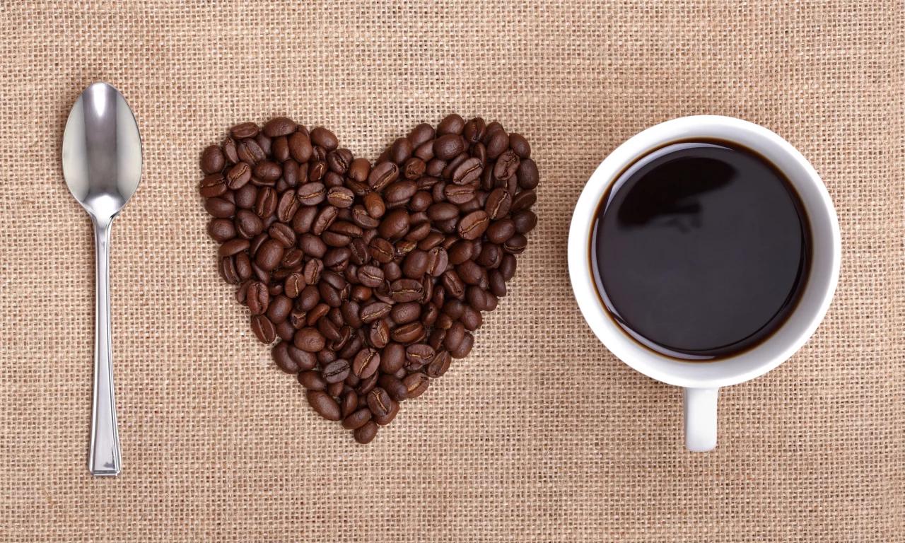 i love coffee, чашка, зерна, сердце, ложка, кофе