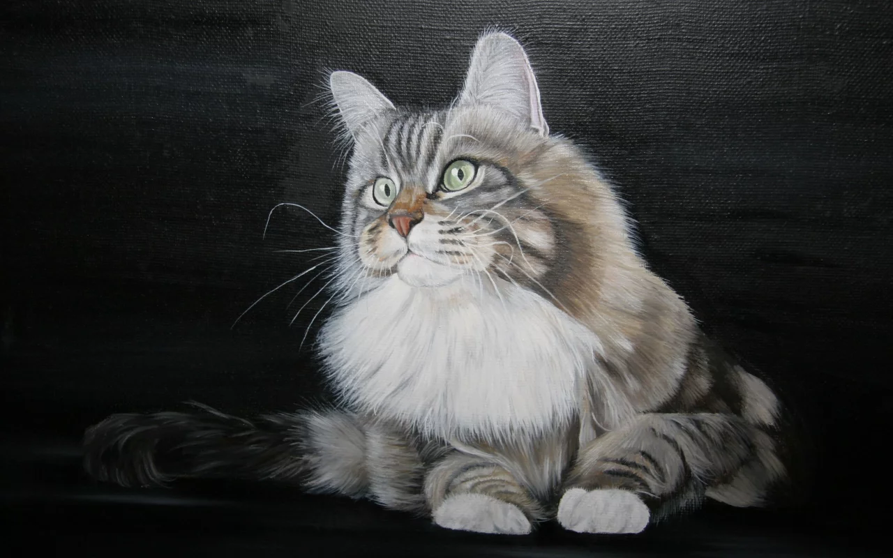 живопись, painting, кот, арт, зеленоглазый, картина, котяра