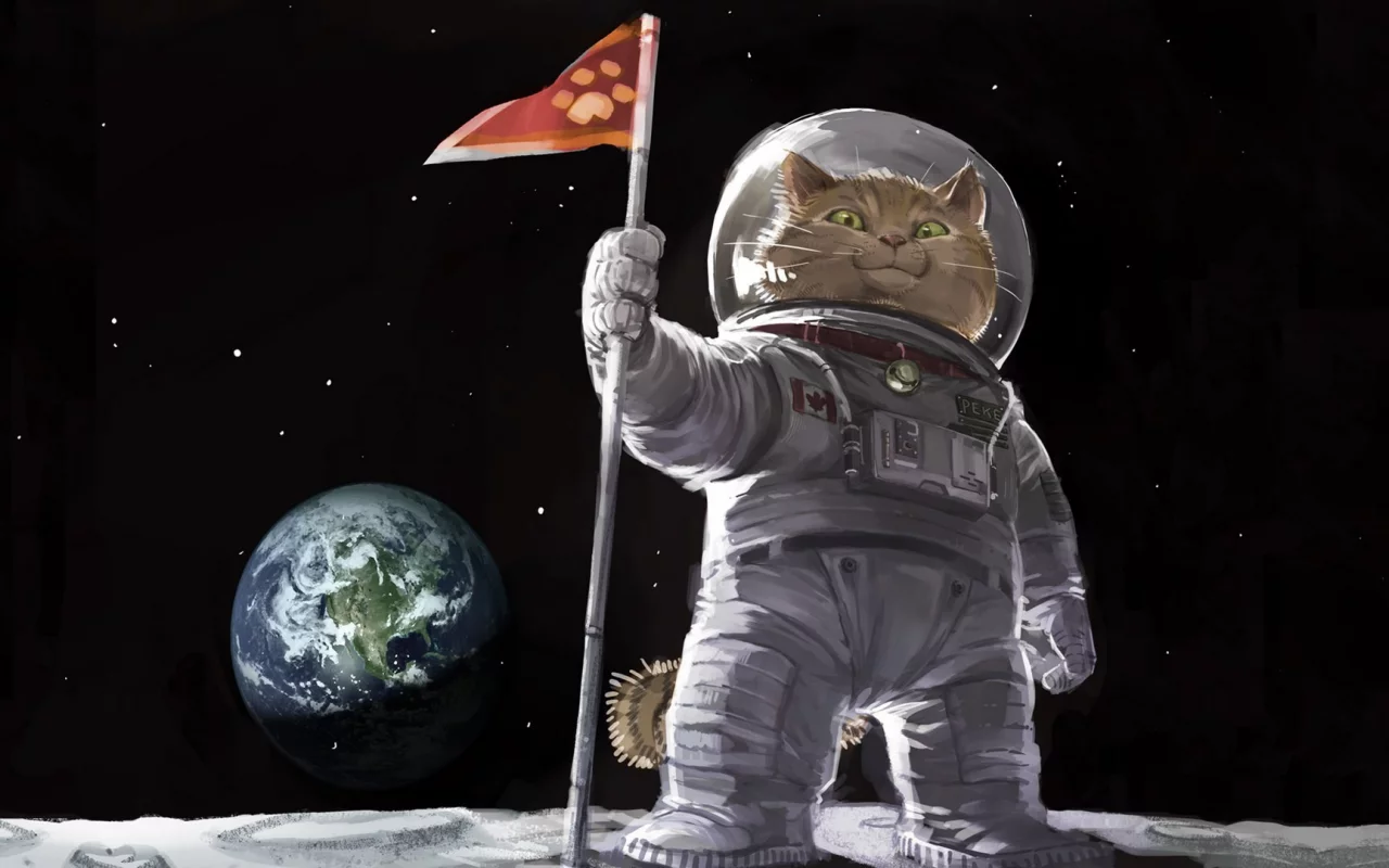 картина, котяра, кот, в, painting, арт, живопись, скафандре