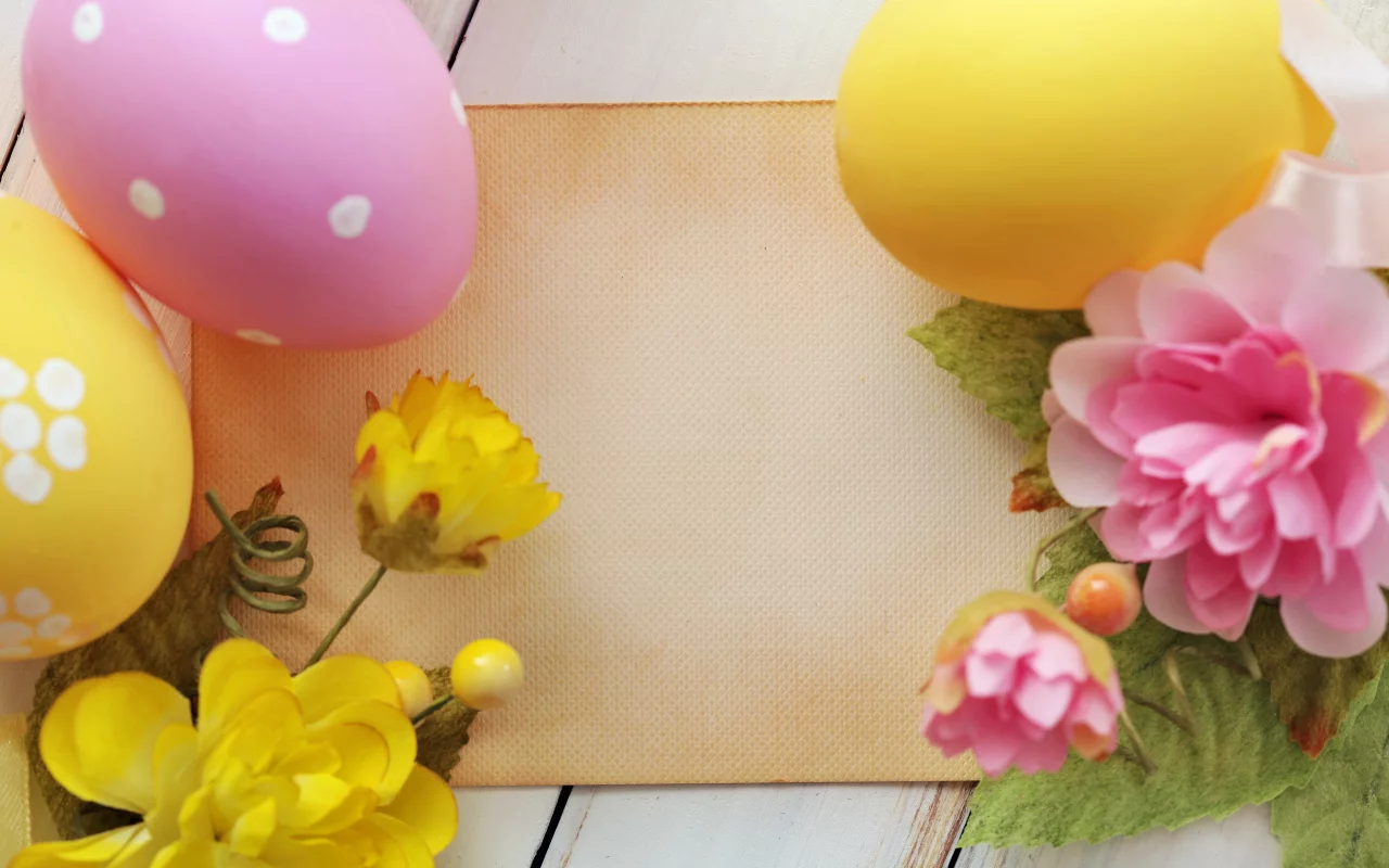 цветы, яйца, easter, весной, пасха