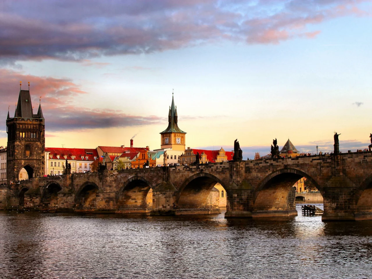 красивый, вид, чехия, на, czech republic, прага, praga, город