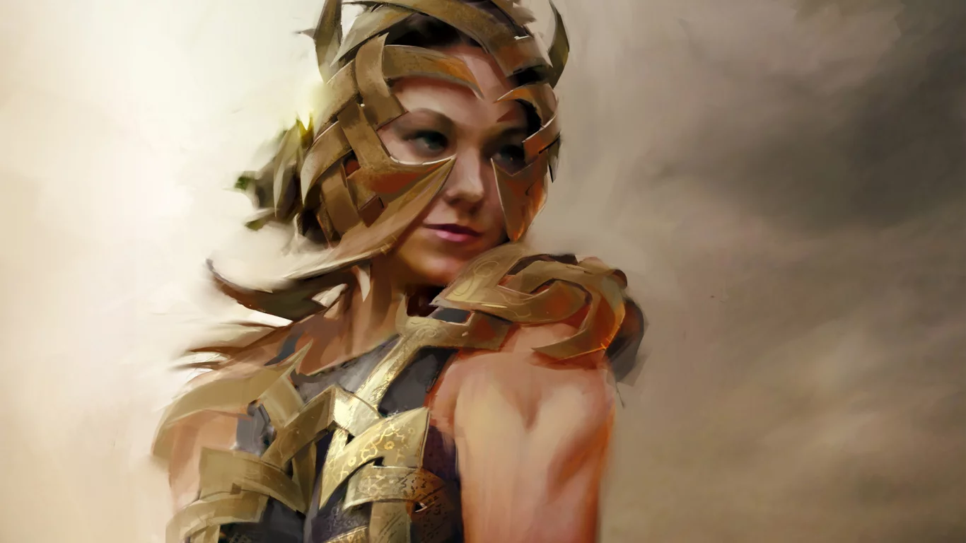 металл, девушка, ленты, guild wars, арт, пластины, броня