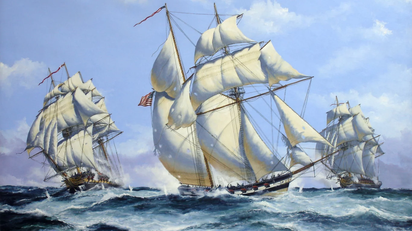 морской, painting, флот, кораблей, арт, бой, парусников