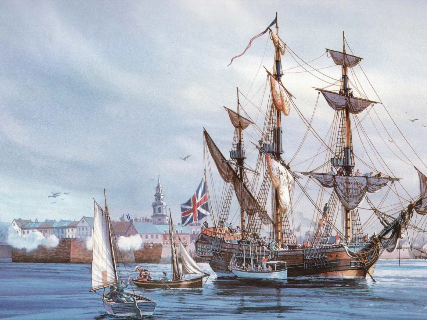 порт, морской, трёхмачтовый, акватория