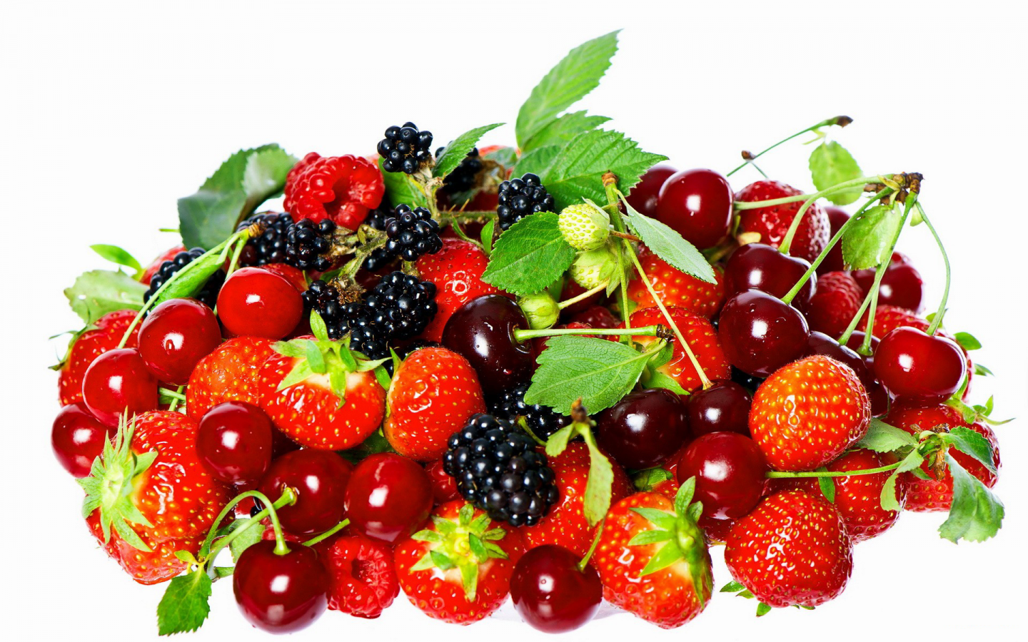 ягоды, вишня, белый, ежевика, клубника, фон, макро