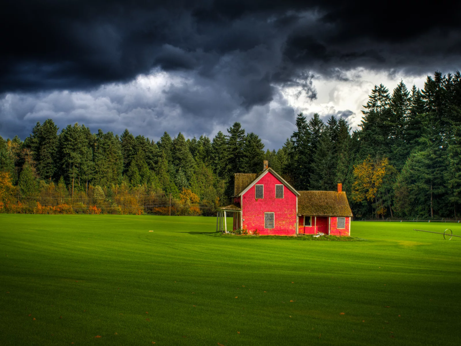 небо, британская колумбия, канада, лес, fort langley, тучи