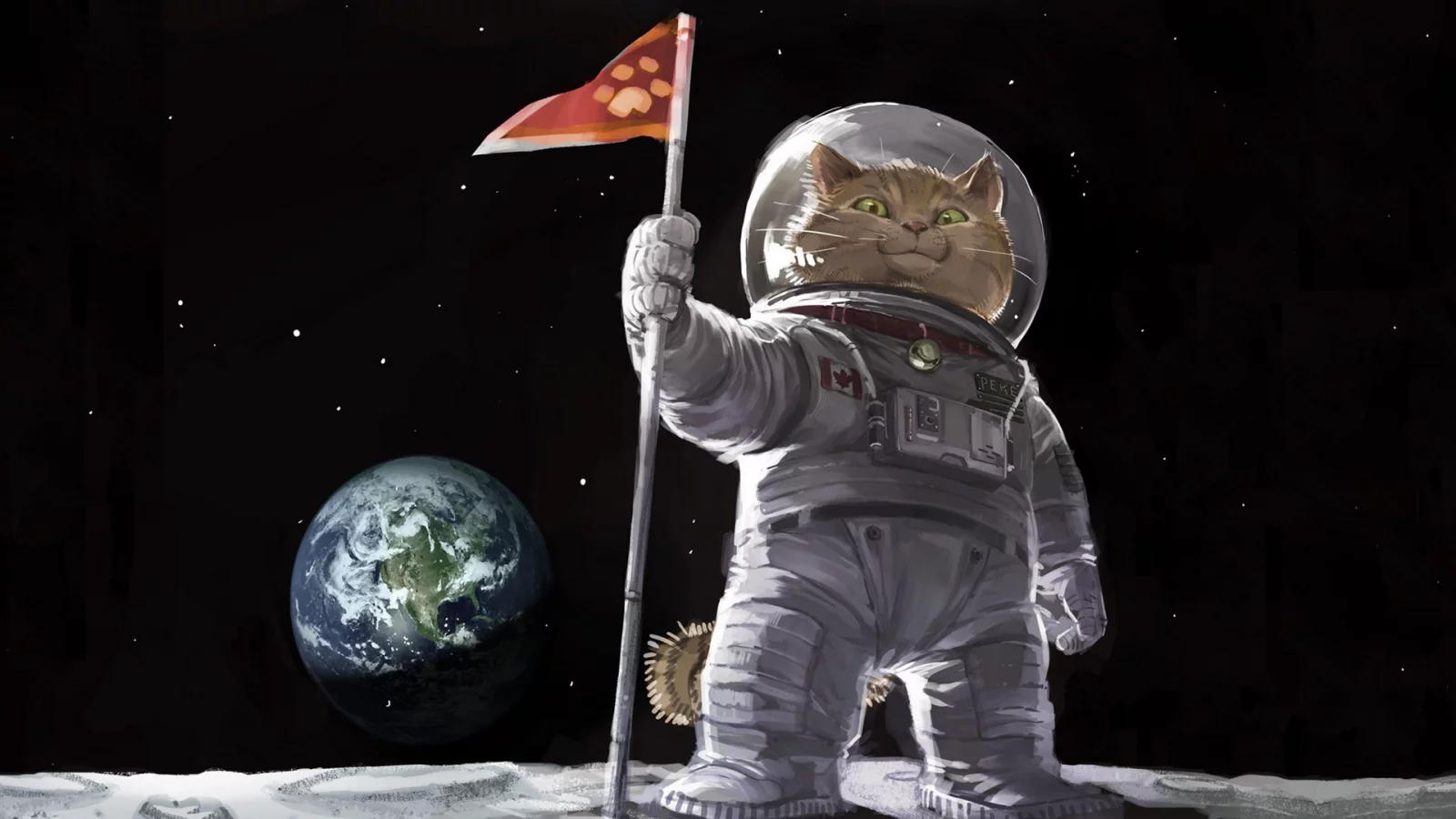 картина, котяра, кот, в, painting, арт, живопись, скафандре