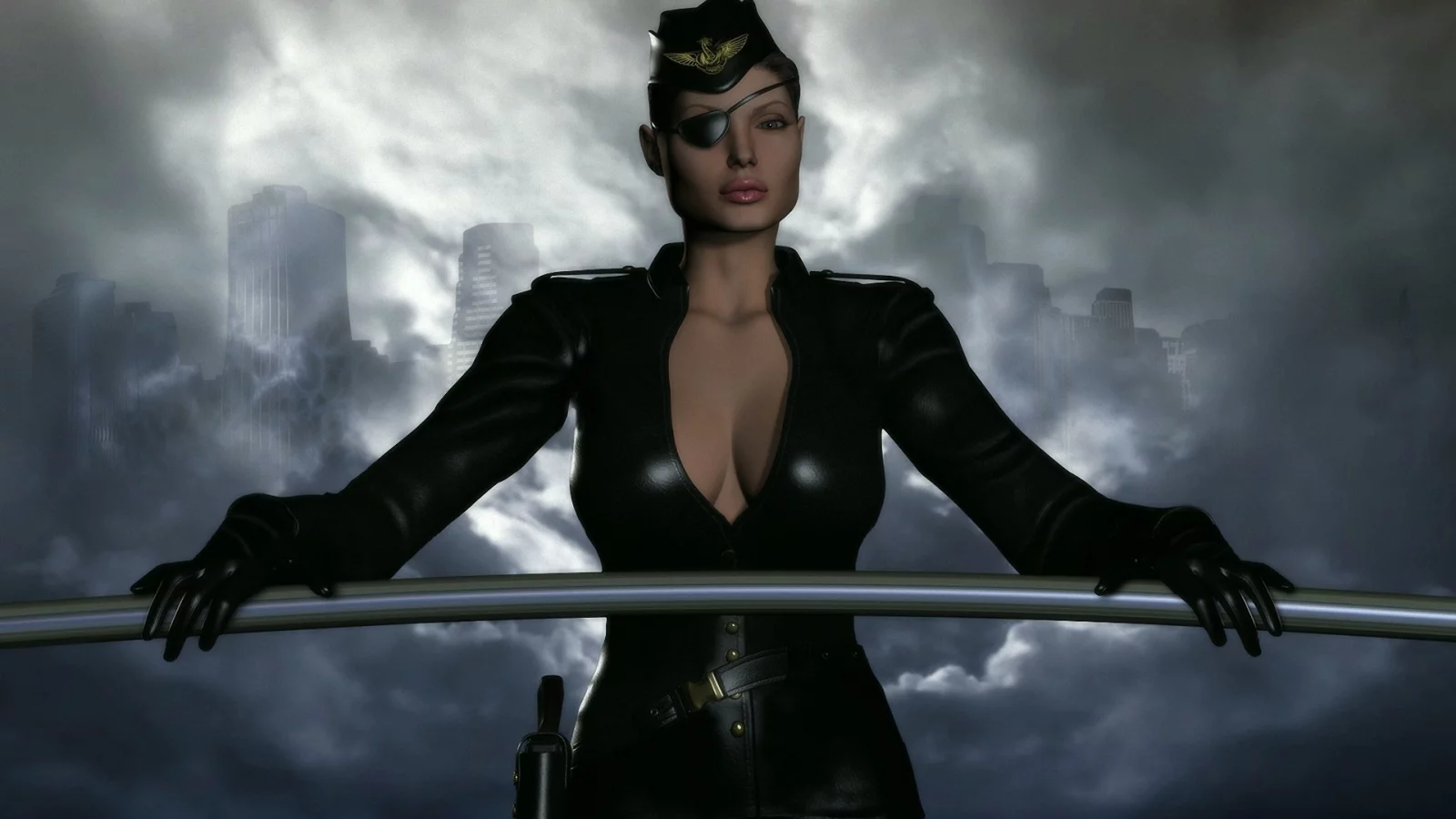 девушка, sky captain and the world of tomorrow, арт, angelina jolie, повязка
