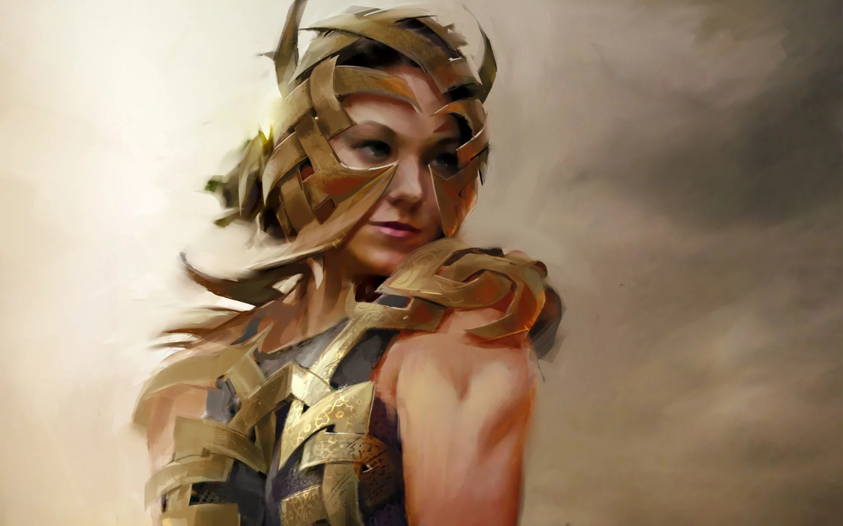 металл, девушка, ленты, guild wars, арт, пластины, броня