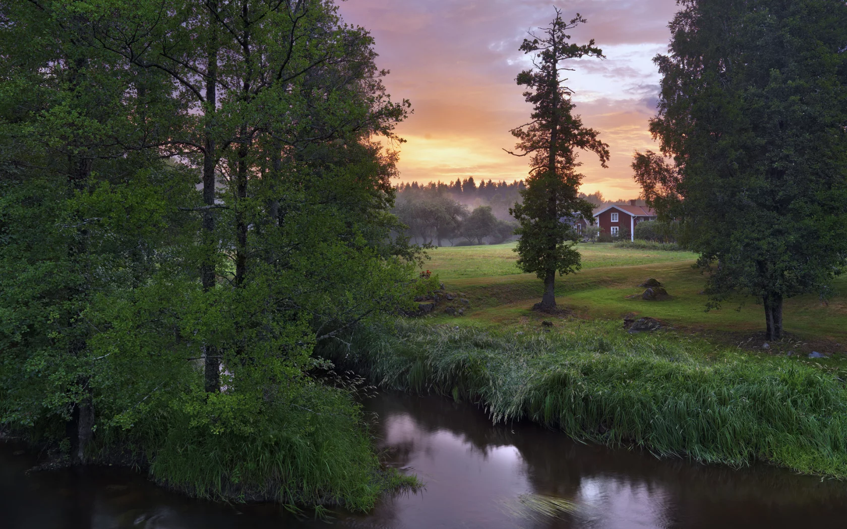 река, деревья, stock__s, n__rke, швеция, sweden