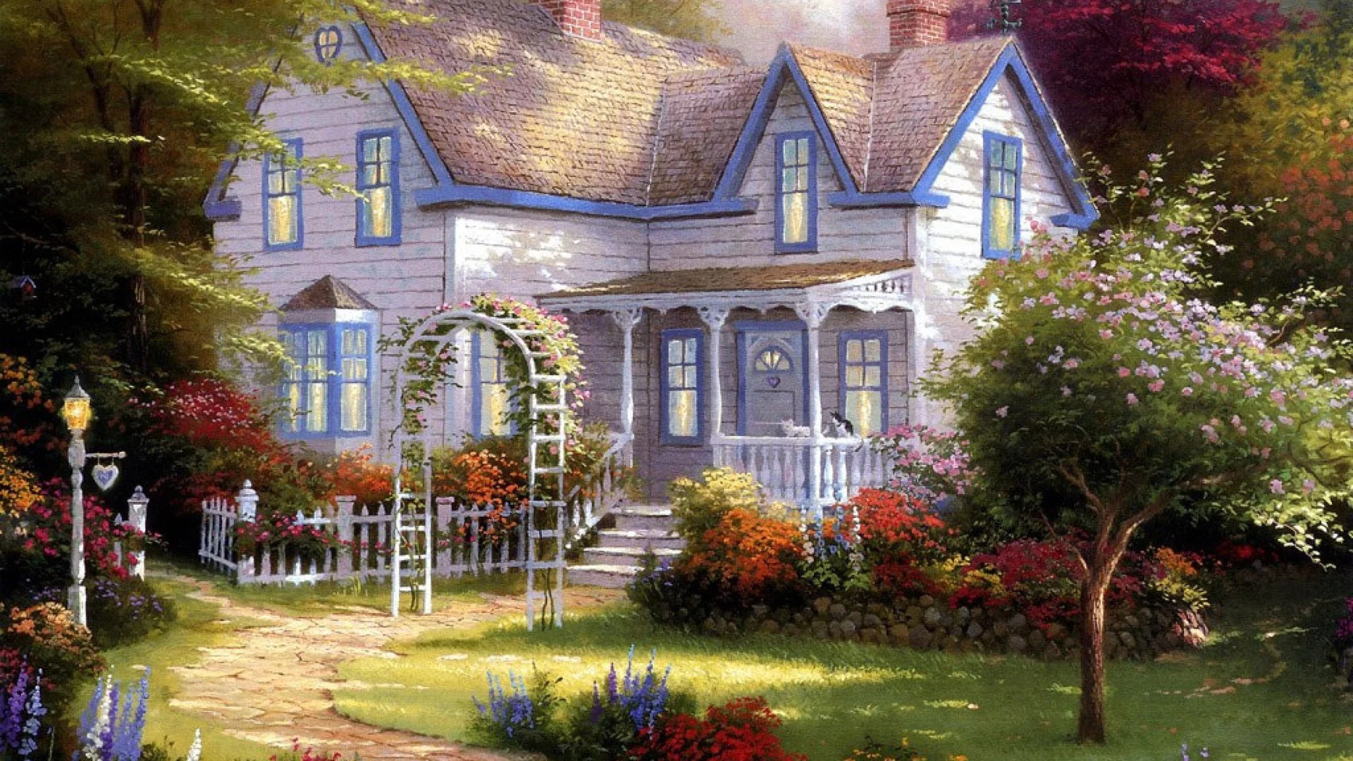 арка, живопись, арт, перед, садовая, painting, картина