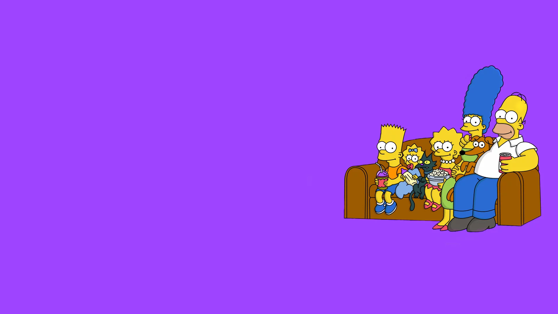 the simpsons, минимализм, симпсоны, фиолетовый фон, диван