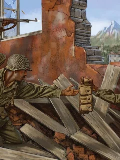 browning, automatic, солдаты, арт, война, город, развалины, бой