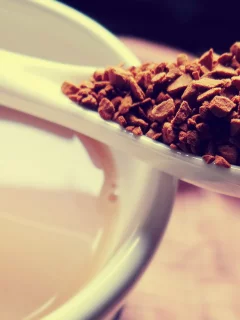 кофе, чашка, молотый, напиток, зерна, ложка